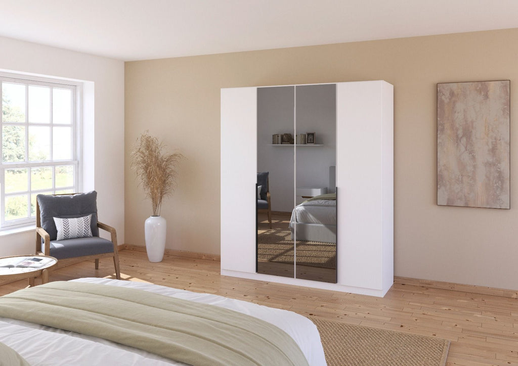 Oakwood Rauch Skyla Alpine White 5 Hinged Door Wardrobe with Glass Front