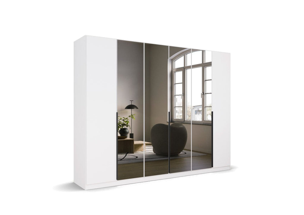 Oakwood Rauch Skyla Alpine White 5 Hinged Door Wardrobe with Glass Front