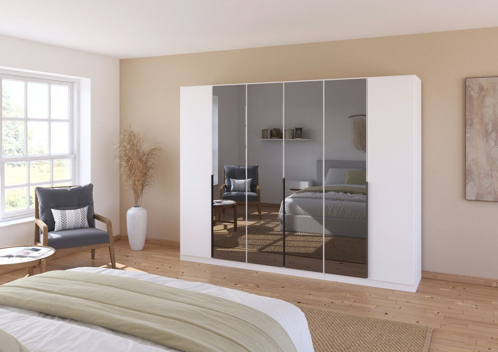 Oakwood Rauch Skyla Alpine White 5 Hinged Door Wardrobe with Glass Front