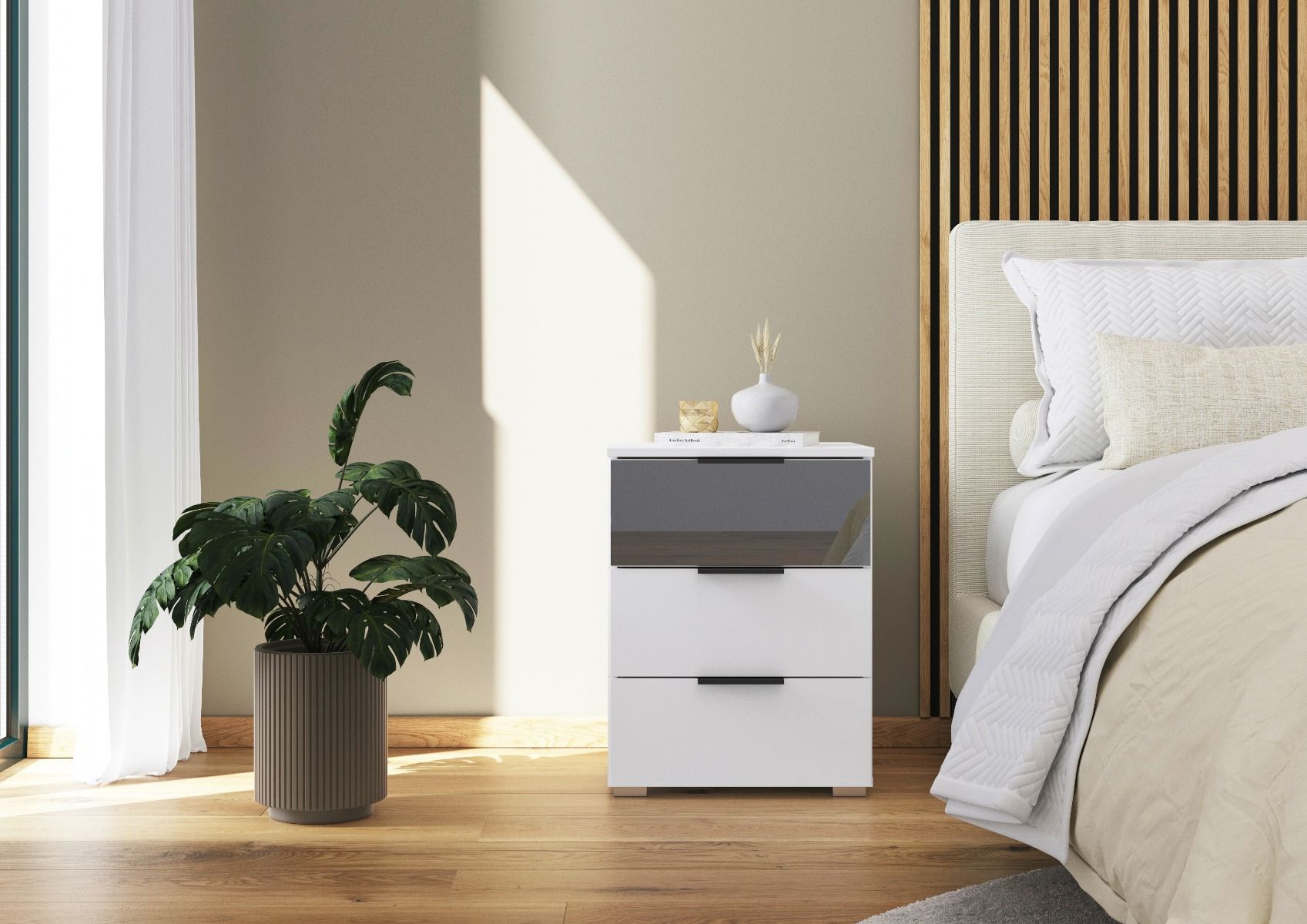 Oakwood Rauch Skyla Alpine White 5 Hinged Door Wardrobe with Glass Front