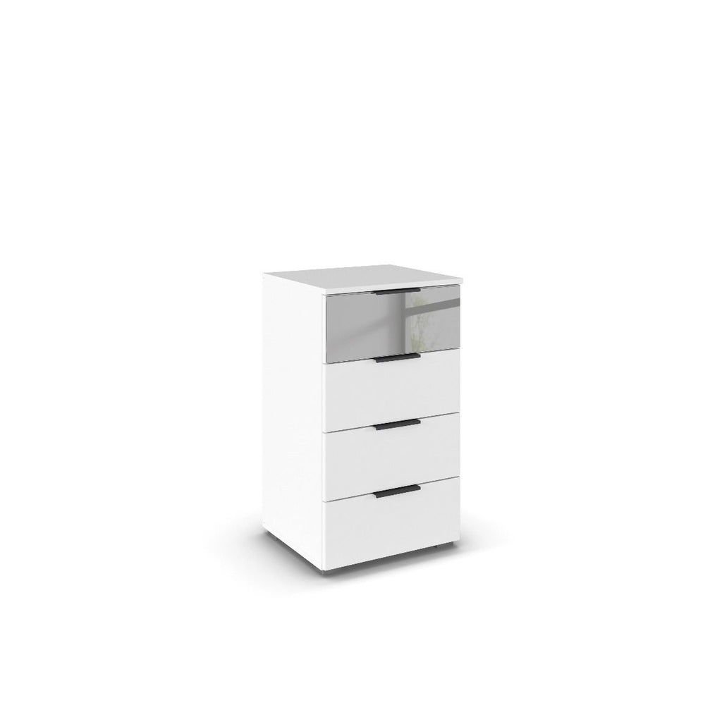 Oakwood Rauch Skyla Alpine White 5 Hinged Door Wardrobe with Full Grey Mirror Front
