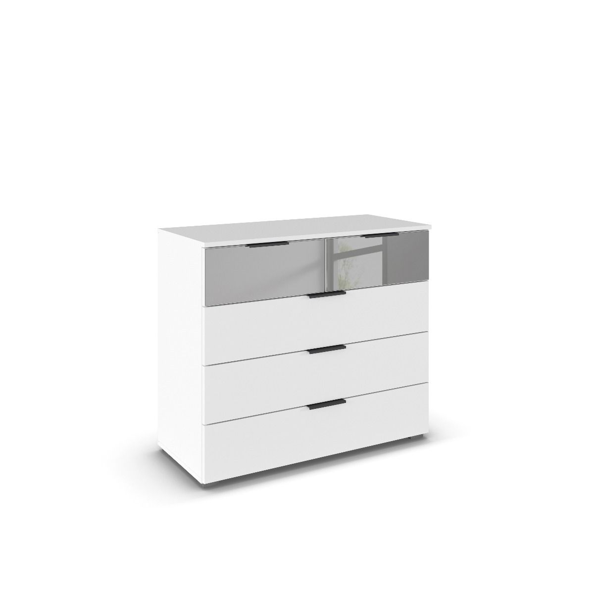 Oakwood Rauch Skyla Alpine White 5 Hinged Door Wardrobe with Full Grey Mirror Front