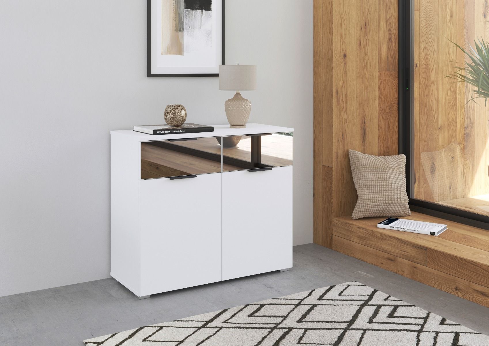 Oakwood Rauch Skyla Alpine White 5 Hinged Door Wardrobe with Glass Front