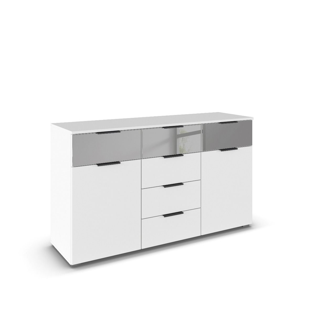 Oakwood Rauch Skyla Alpine White 5 Hinged Door Wardrobe with Full Grey Mirror Front