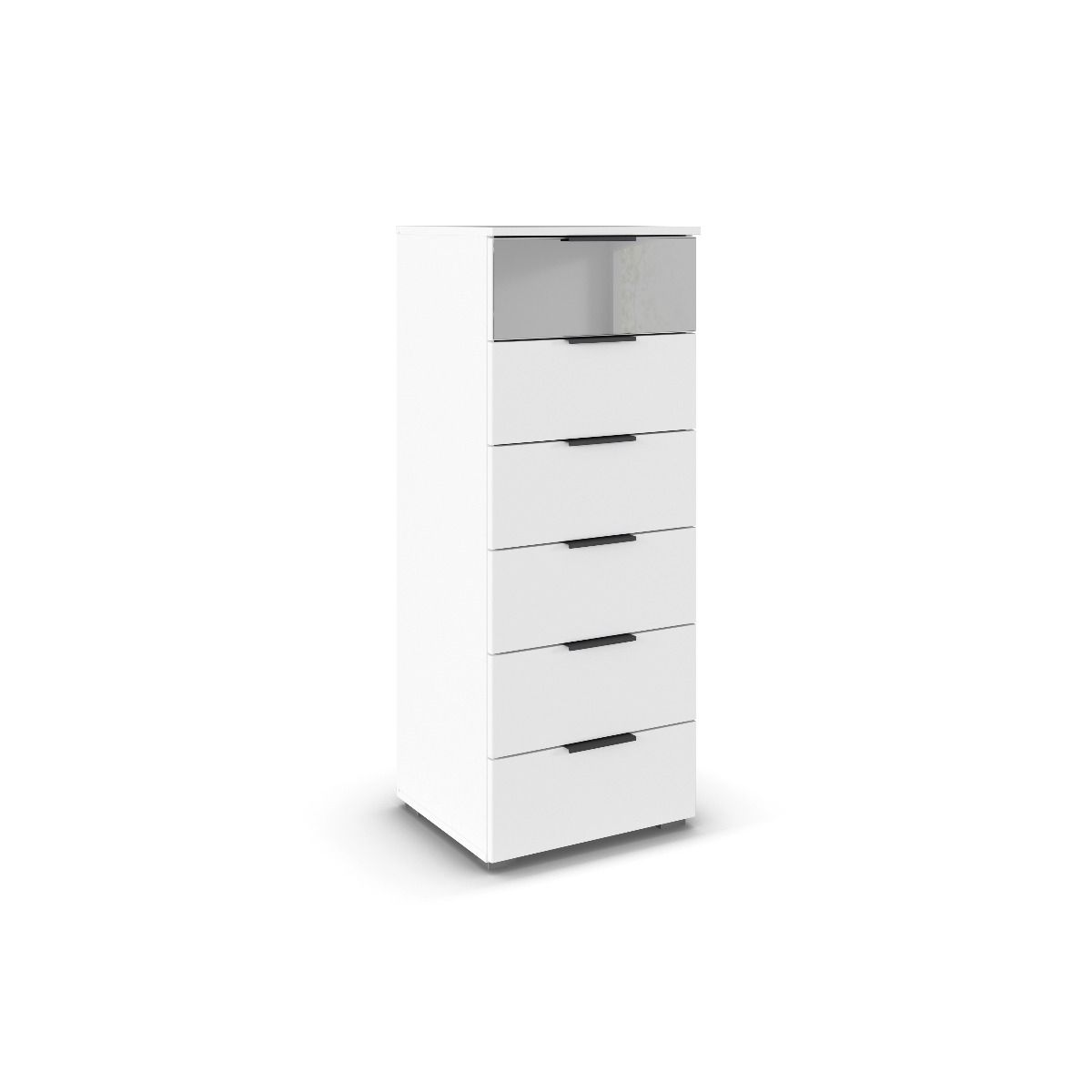Oakwood Rauch Skyla Alpine White 5 Hinged Door Wardrobe with Full Grey Mirror Front
