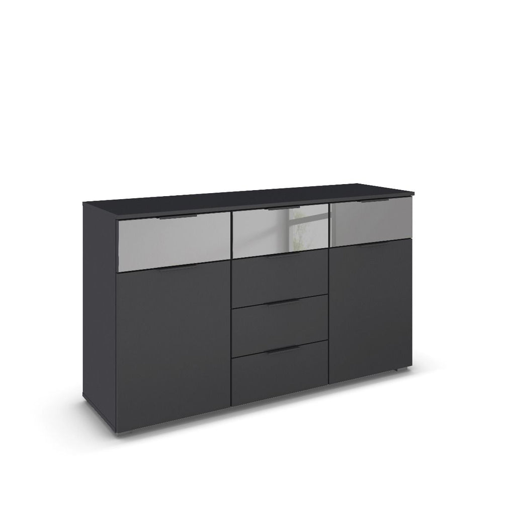Oakwood Rauch Skyla Metallic Grey 6 Hinged Door Wardrobe with Full Grey Mirror Front