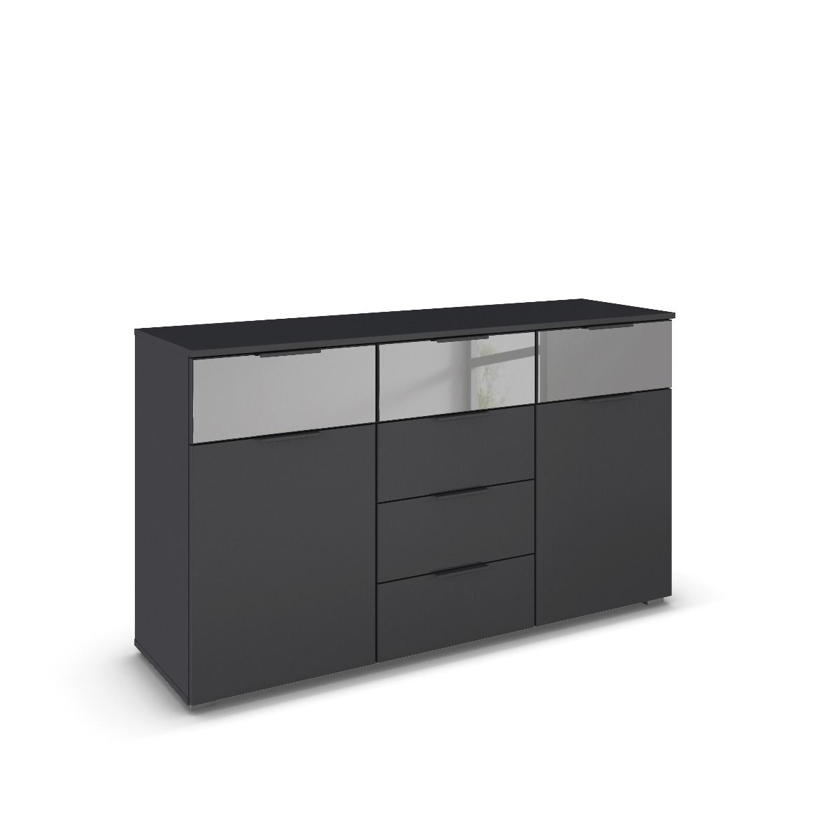 Oakwood Rauch Skyla Metallic Grey 6 Hinged Door Wardrobe with Full Grey Mirror Front