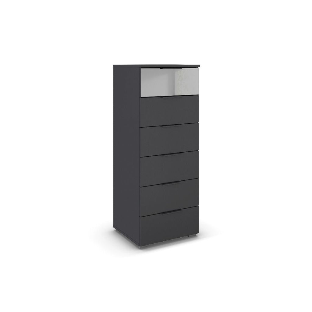 Oakwood Rauch Skyla Metallic Grey 6 Hinged Door Wardrobe with Full Grey Mirror Front