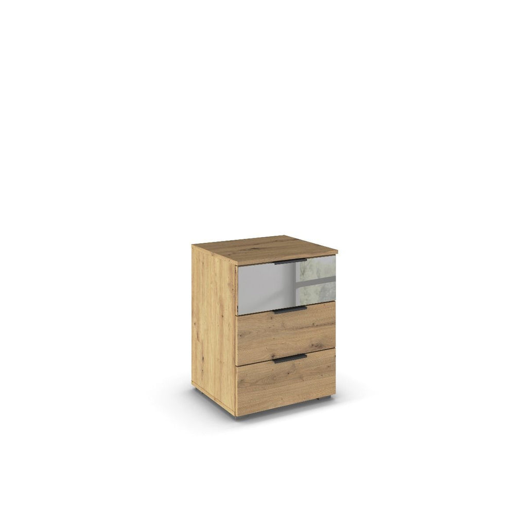 Oakwood Rauch Skyla Artisan Oak 4 Hinged Door Wardrobe with Full Grey Mirror Front