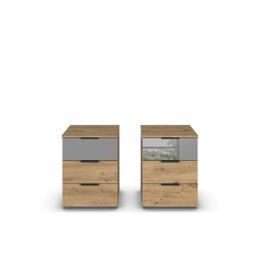 Oakwood Rauch Skyla Artisan Oak 4 Hinged Door Wardrobe with Full Grey Mirror Front