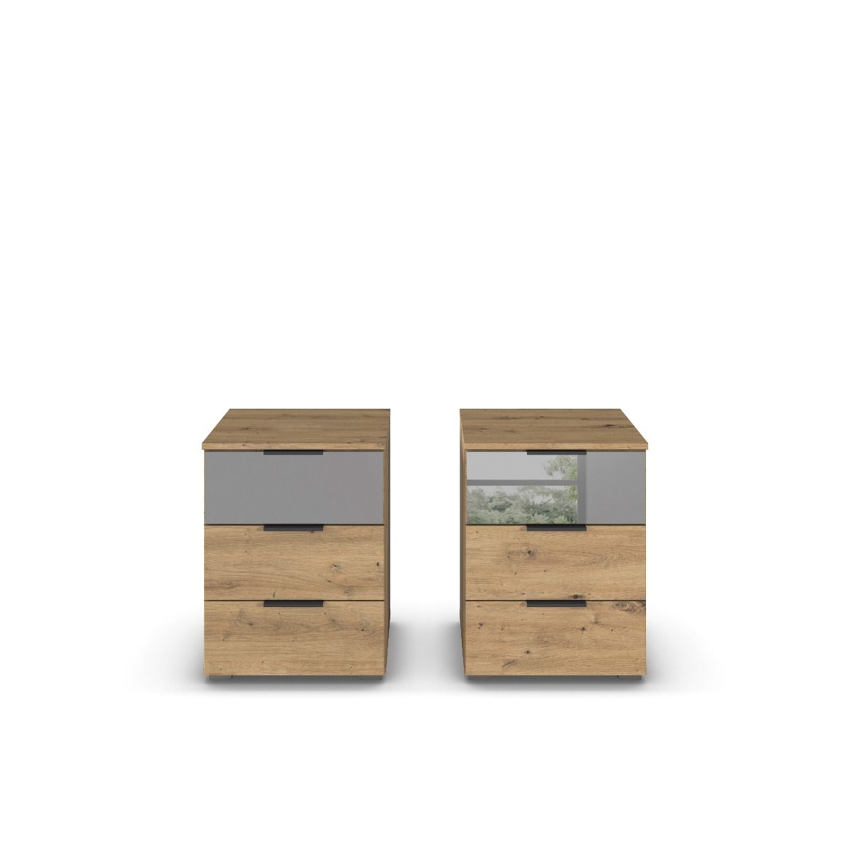 Oakwood Rauch Skyla Artisan Oak 4 Hinged Door Wardrobe with Full Grey Mirror Front