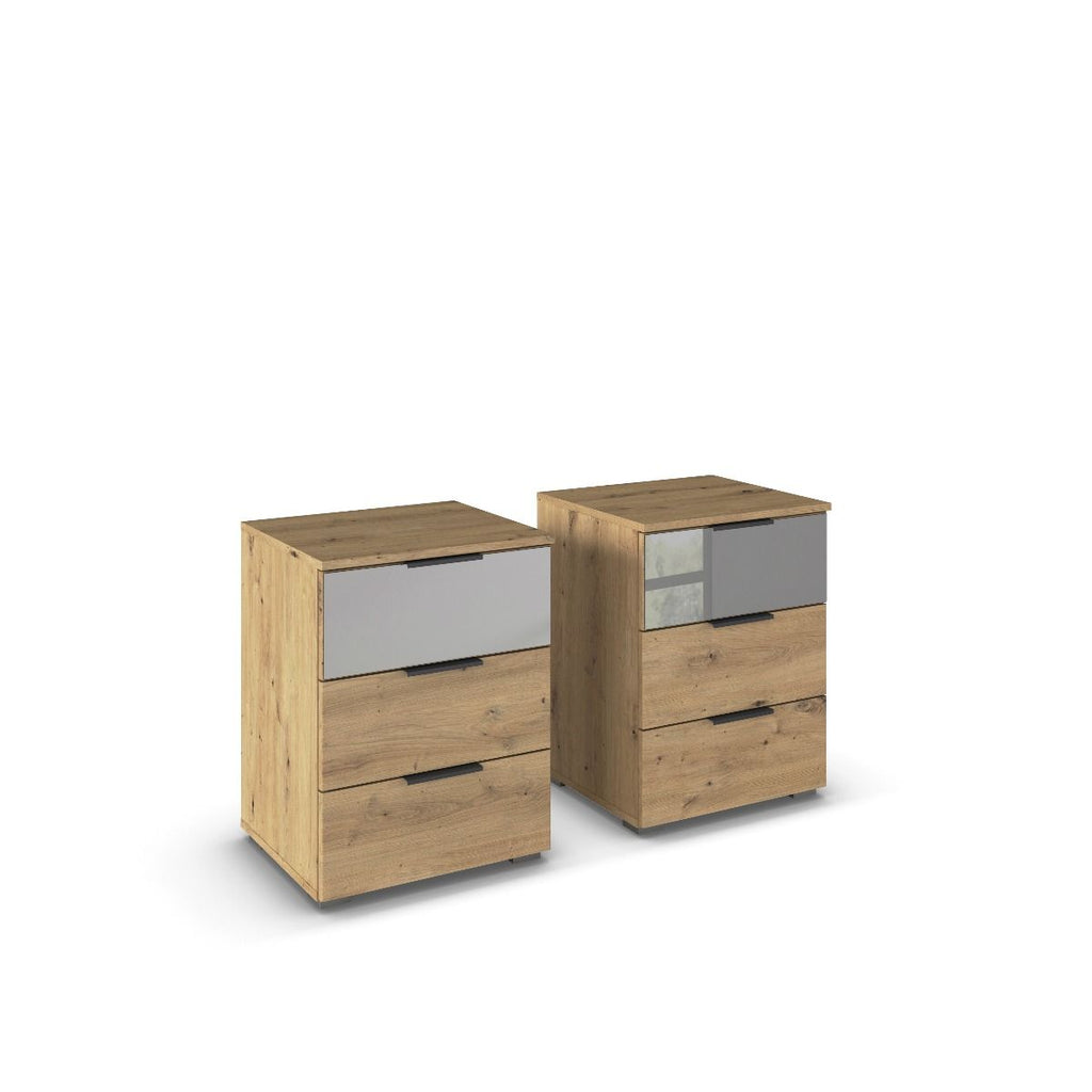 Oakwood Rauch Skyla Artisan Oak 4 Hinged Door Wardrobe with Full Grey Mirror Front