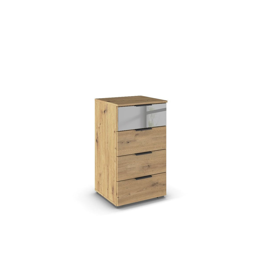 Oakwood Rauch Skyla Artisan Oak 4 Hinged Door Wardrobe with Full Grey Mirror Front