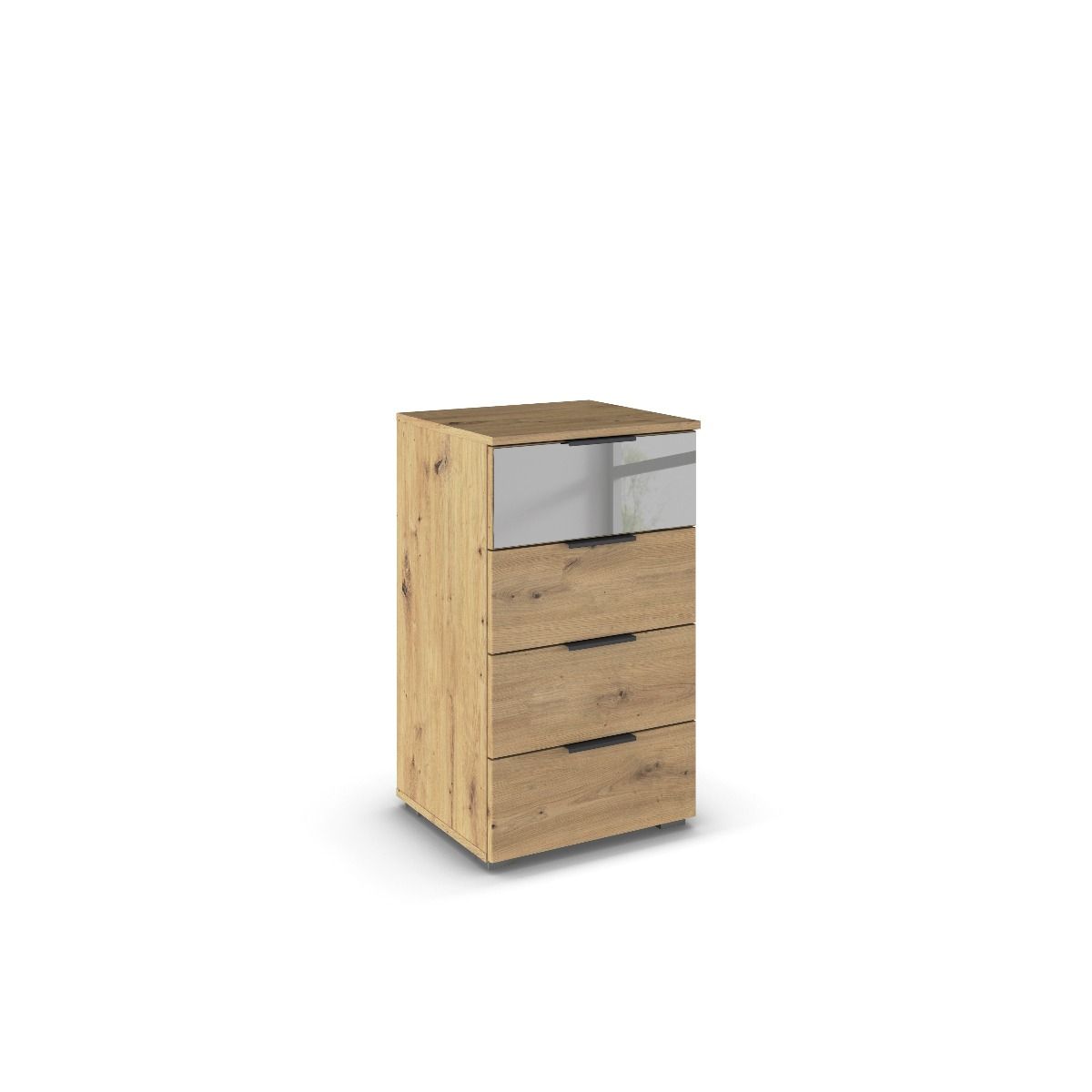 Oakwood Rauch Skyla Artisan Oak 4 Hinged Door Wardrobe with Full Grey Mirror Front