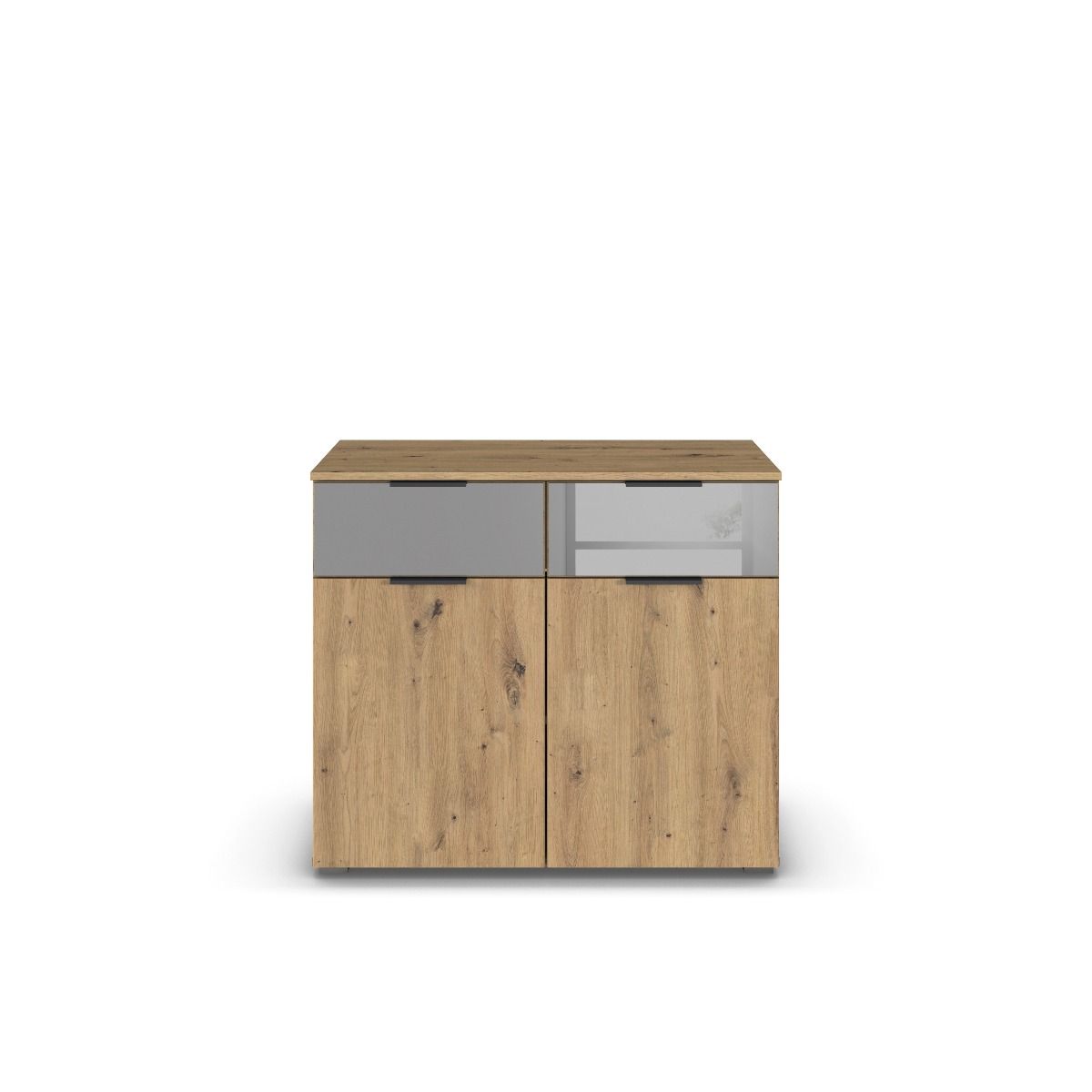 Oakwood Rauch Skyla Artisan Oak 4 Hinged Door Wardrobe with Full Grey Mirror Front