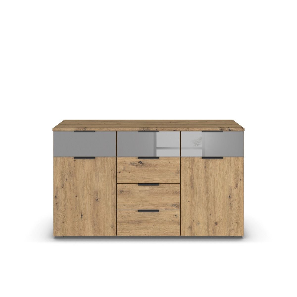 Oakwood Rauch Skyla Artisan Oak 4 Hinged Door Wardrobe with Full Grey Mirror Front