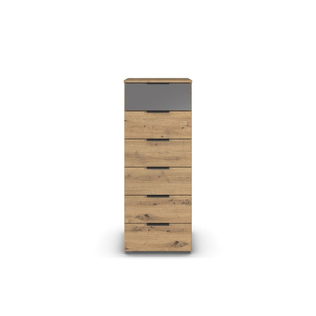 Oakwood Rauch Skyla Artisan Oak 4 Hinged Door Wardrobe with Full Grey Mirror Front
