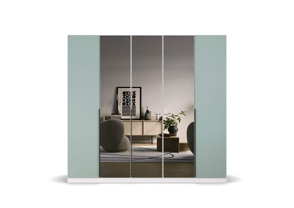 Oakwood Rauch Skyla Alpine White 5 Hinged Door Wardrobe with Glass Front