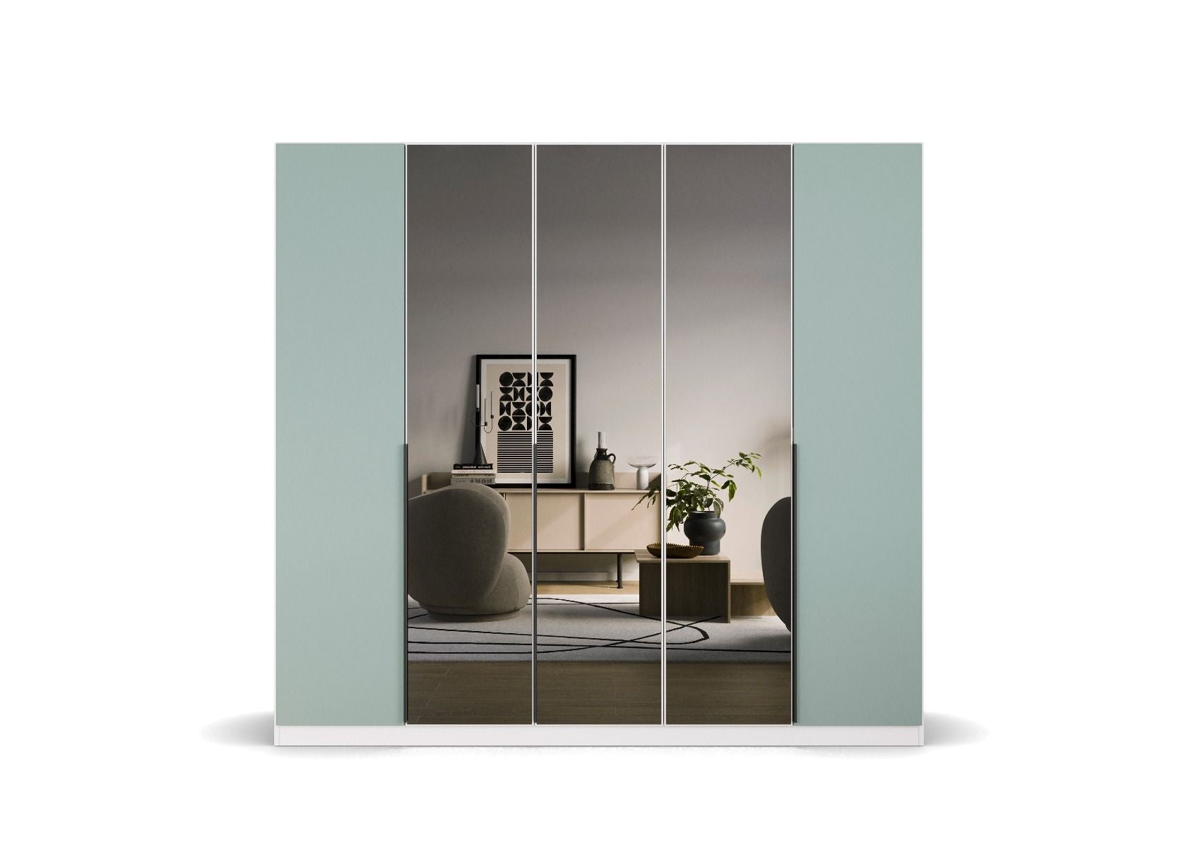 Oakwood Rauch Skyla Alpine White 5 Hinged Door Wardrobe with Glass Front
