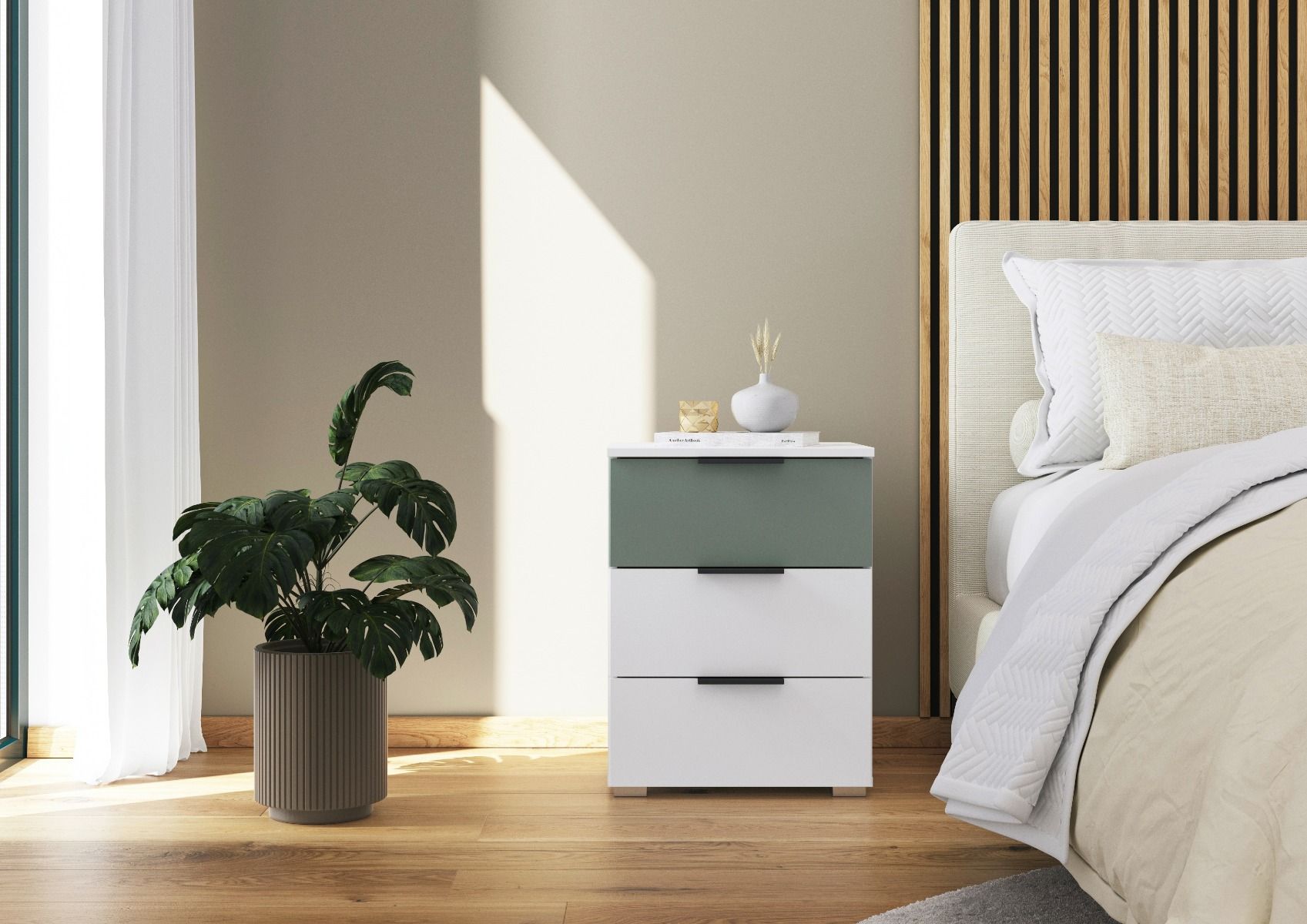 Oakwood Rauch Skyla Alpine White 5 Hinged Door Wardrobe with Glass Front