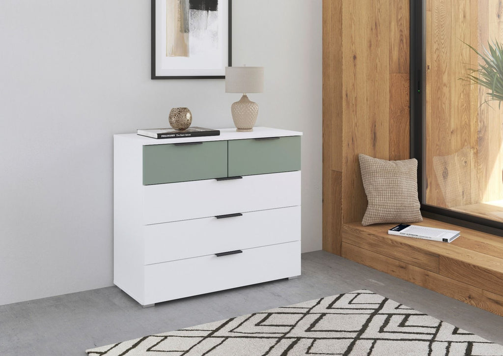 Oakwood Rauch Skyla Alpine White 5 Hinged Door Wardrobe with Glass Front
