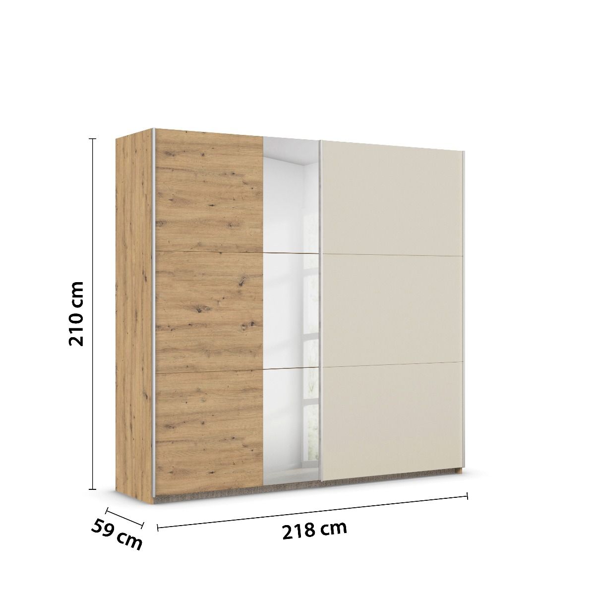 Oakwood Rauch Monza  2 door Sliding Wardrobe With Mirror Front