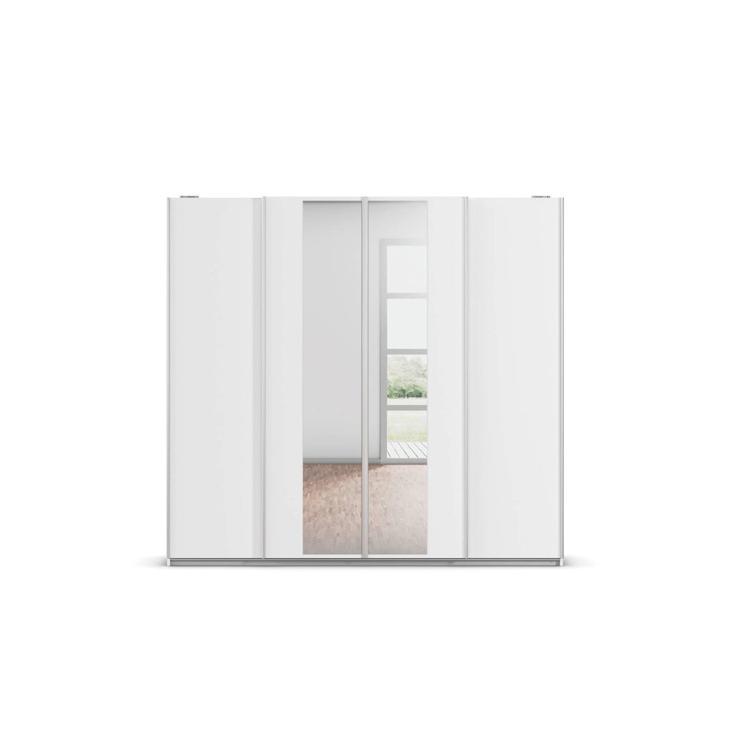 Oakwood Rauch Altera White 4 Door Sliding Wardrobe With Mirror