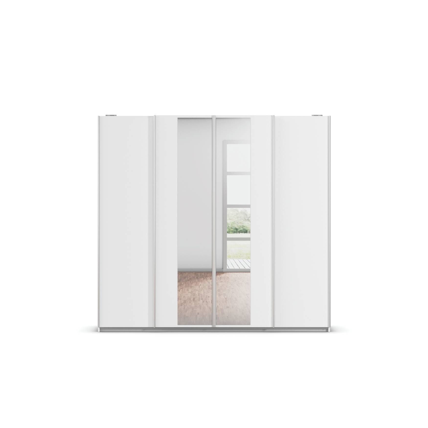 Oakwood Rauch Altera White 4 Door Sliding Wardrobe With Mirror