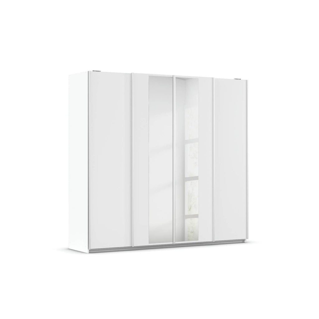 Oakwood Rauch Altera White 4 Door Sliding Wardrobe With Mirror