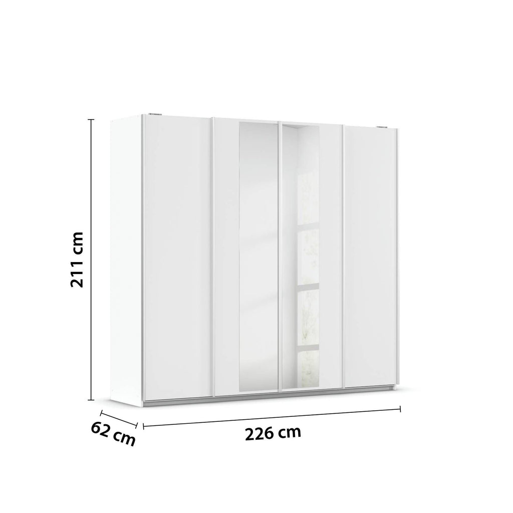 Oakwood Rauch Altera White 4 Door Sliding Wardrobe With Mirror
