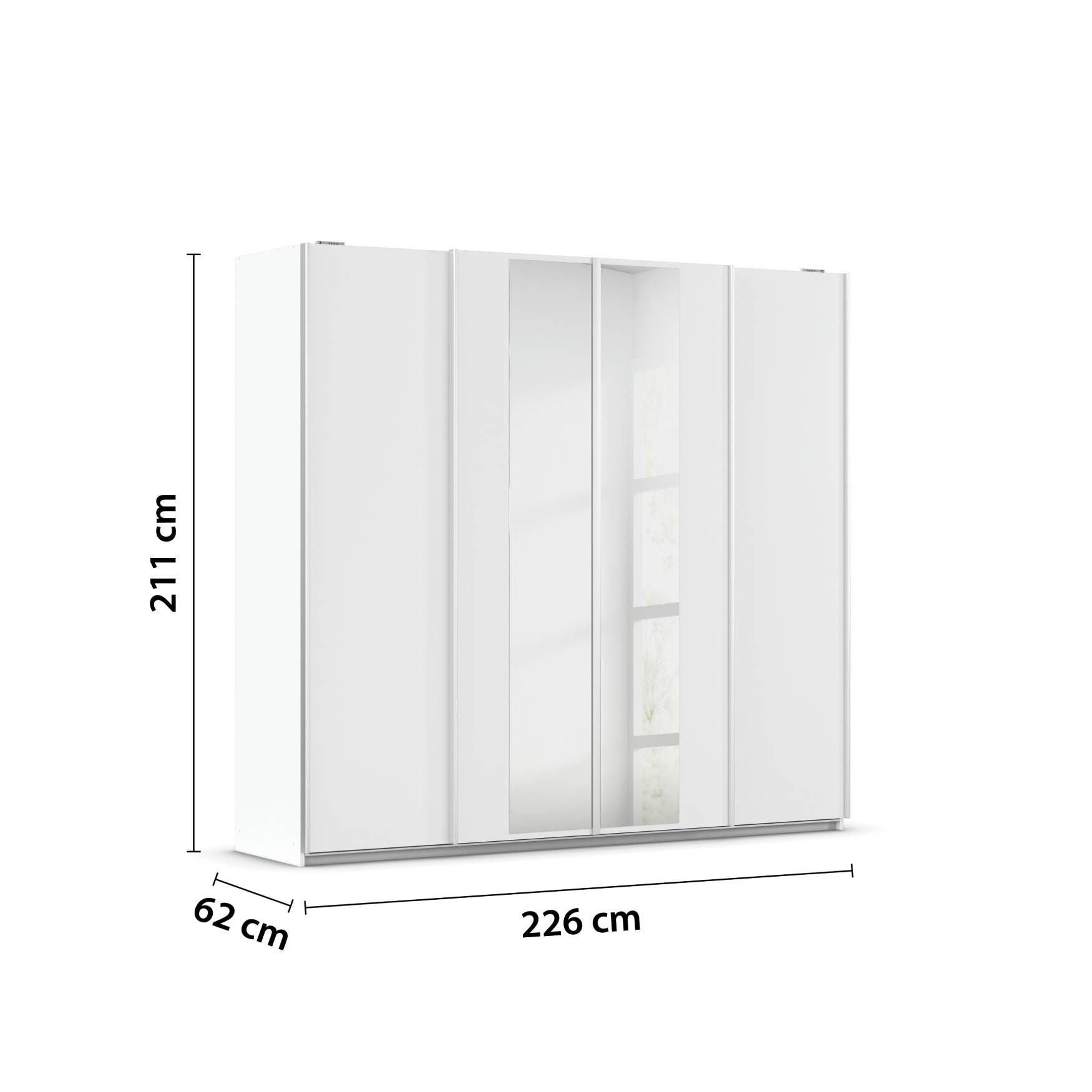 Oakwood Rauch Altera White 4 Door Sliding Wardrobe With Mirror