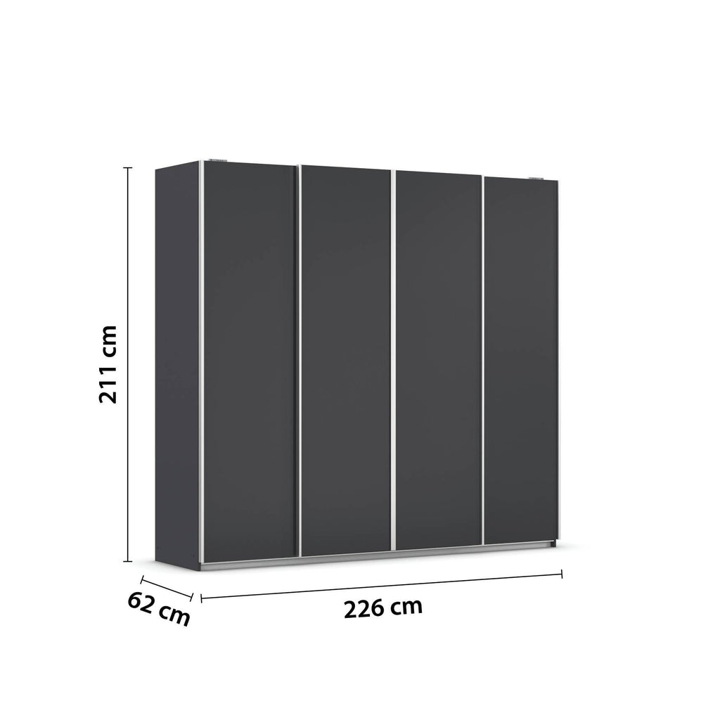 Oakwood Rauch Altera Metallic Grey 4 Door Sliding Wardrobe