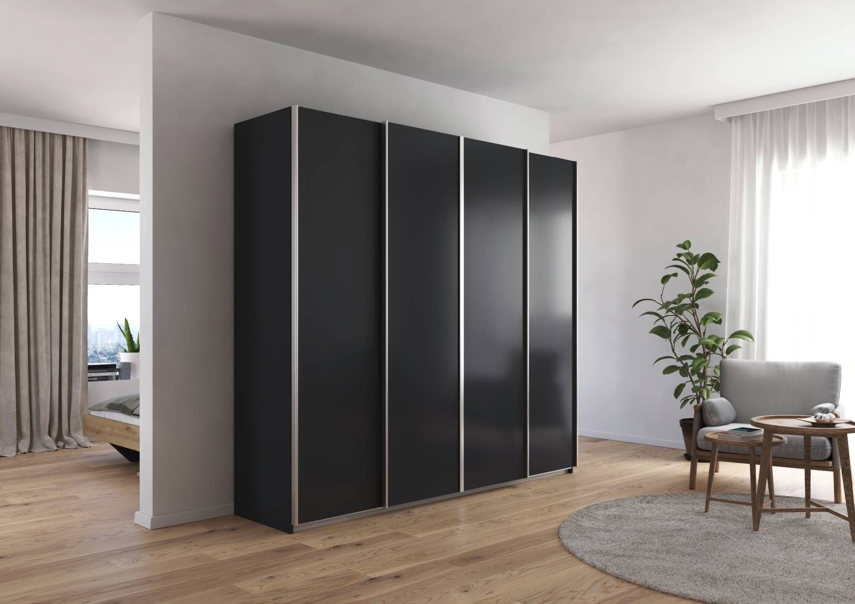 Oakwood Rauch Altera Metallic Grey 4 Door Sliding Wardrobe