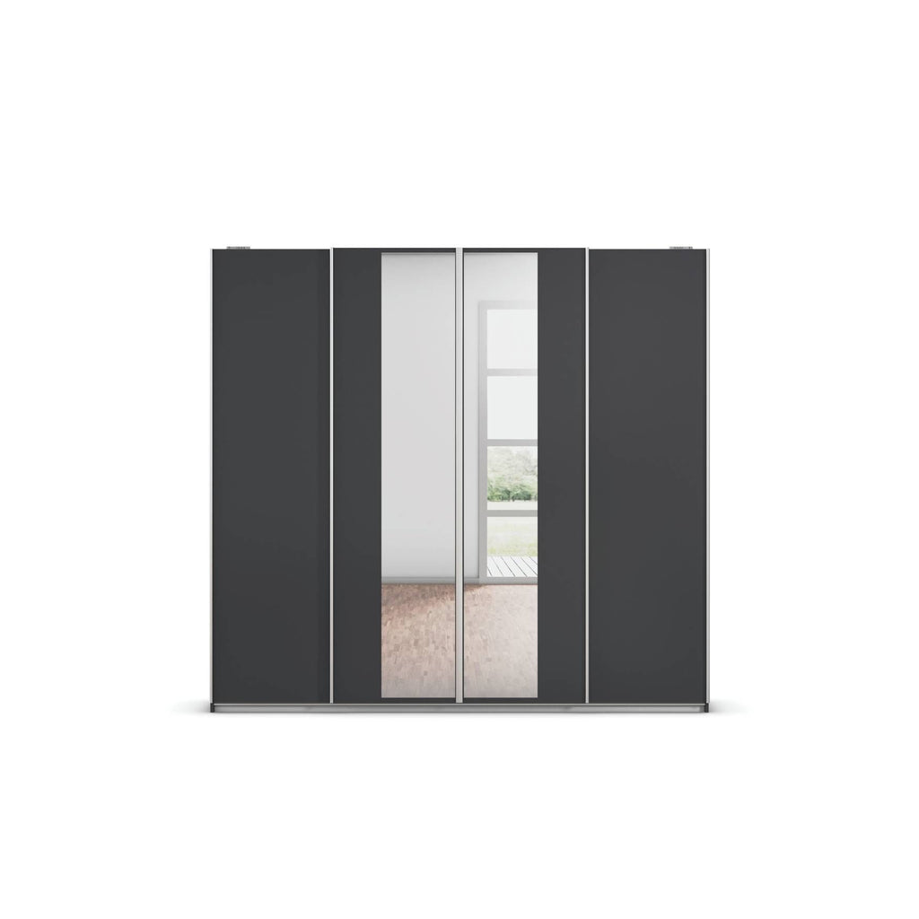 Oakwood Rauch Altera Metallic Grey 4 Door Sliding Wardrobe With Mirror