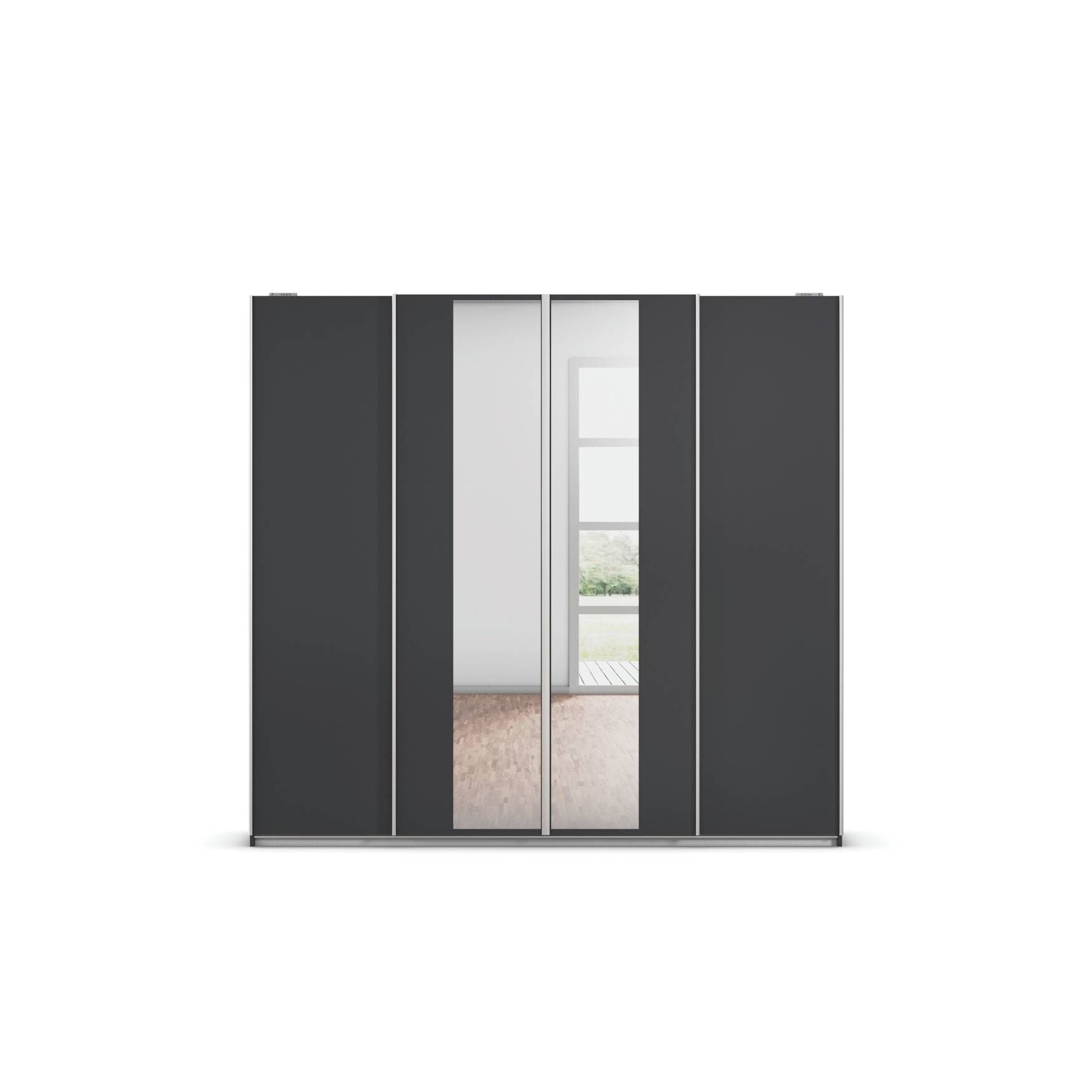 Oakwood Rauch Altera Metallic Grey 4 Door Sliding Wardrobe With Mirror