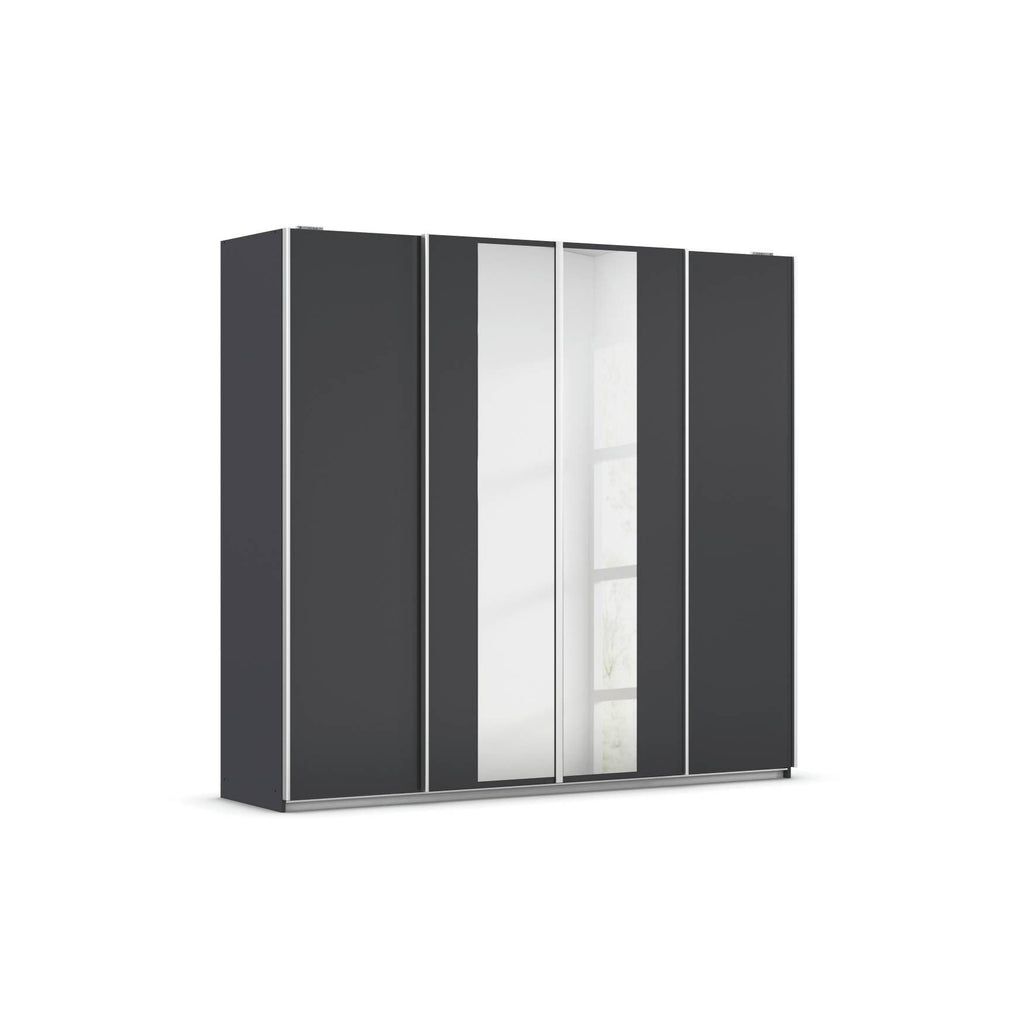 Oakwood Rauch Altera Metallic Grey 4 Door Sliding Wardrobe With Mirror