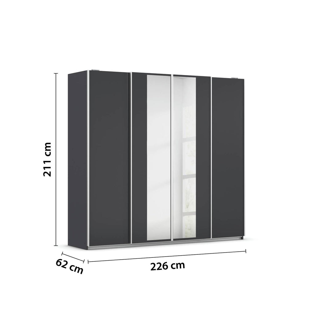 Oakwood Rauch Altera Metallic Grey 4 Door Sliding Wardrobe With Mirror
