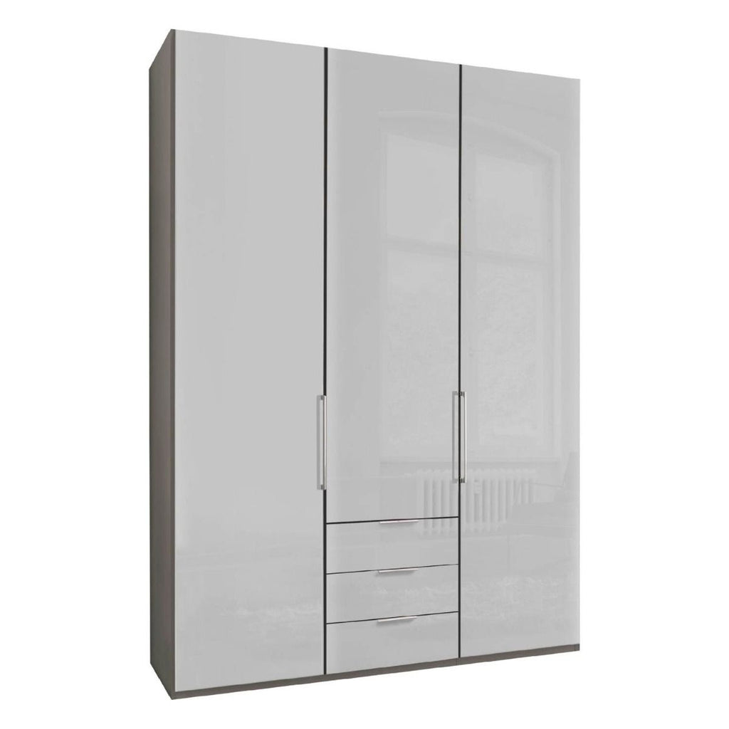 Oakwood Wiemann Monaco 3 Door Glass Front Wardrobe With Drawers