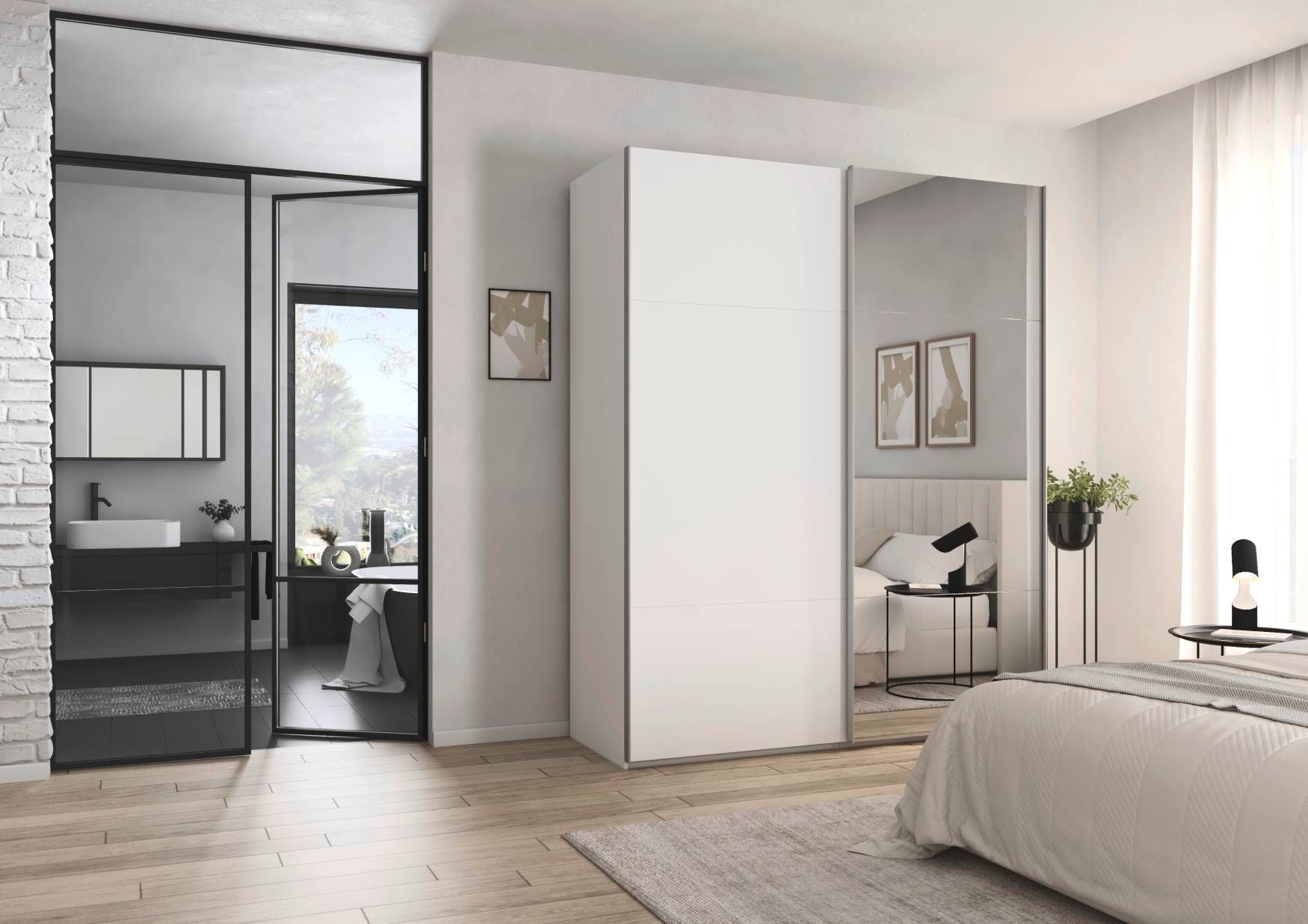 Oakwood Rauch Contido 2 Door Sliding Wardrobe With Mirror