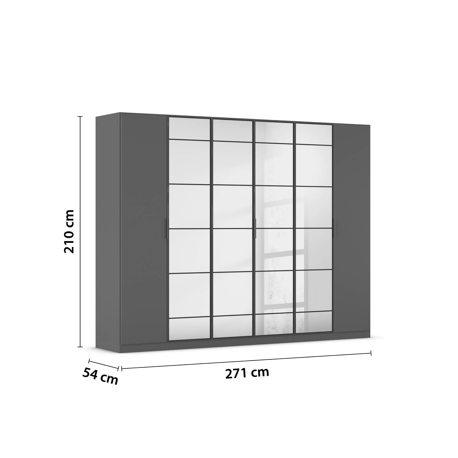 Oakwood Rauch Acero Metallic Grey Hinged Door Wardrobe