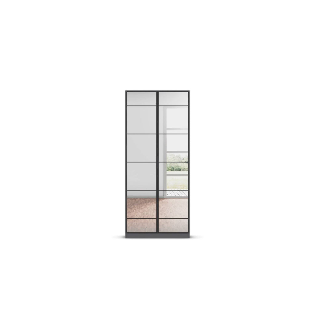 Oakwood Rauch Acero Metallic Grey Full Mirror Hinged Door Wardrobe