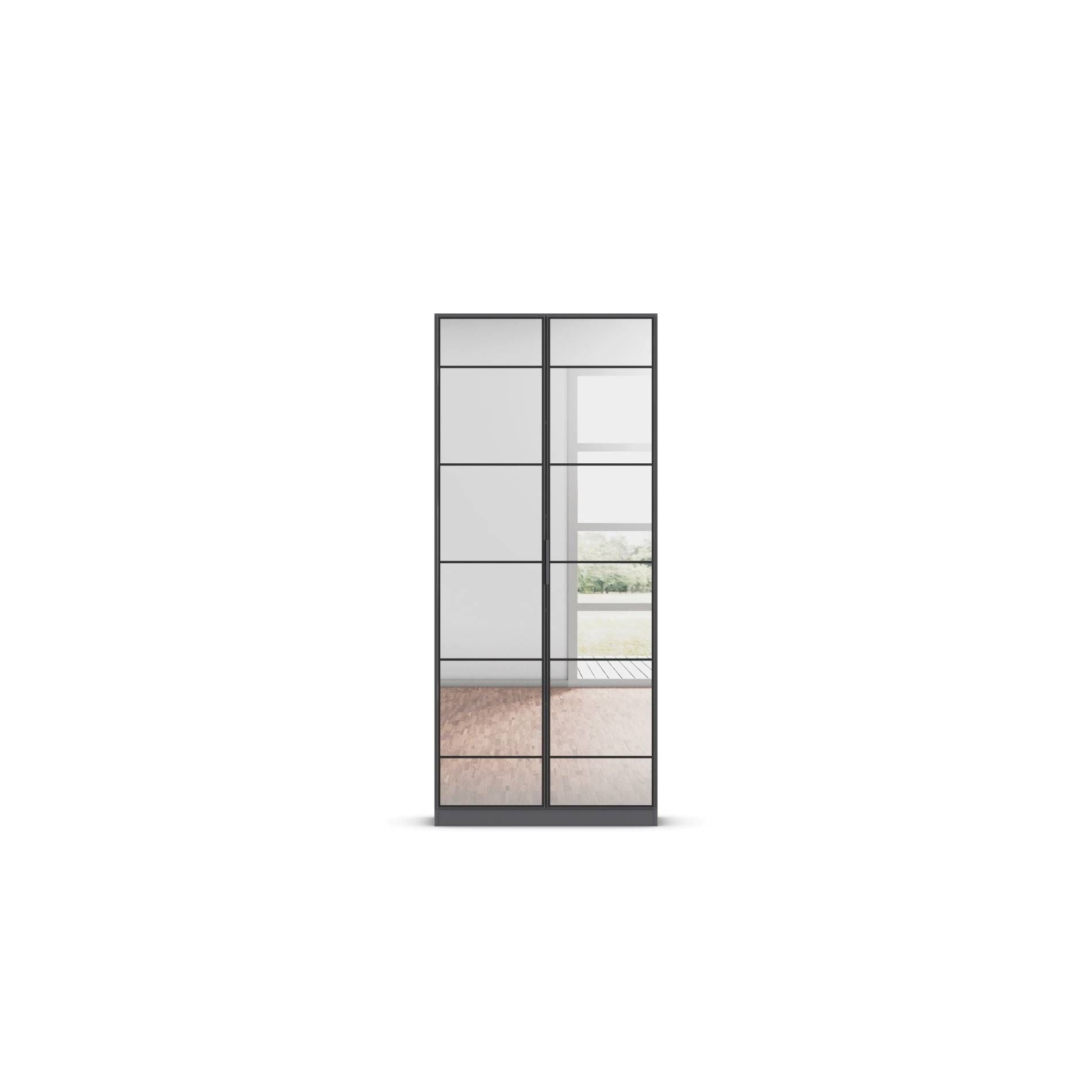 Oakwood Rauch Acero Metallic Grey Full Mirror Hinged Door Wardrobe
