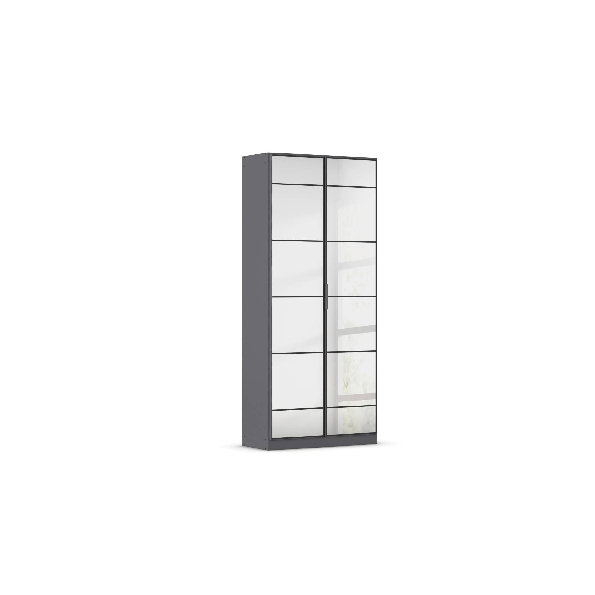Oakwood Rauch Acero Metallic Grey Full Mirror Hinged Door Wardrobe