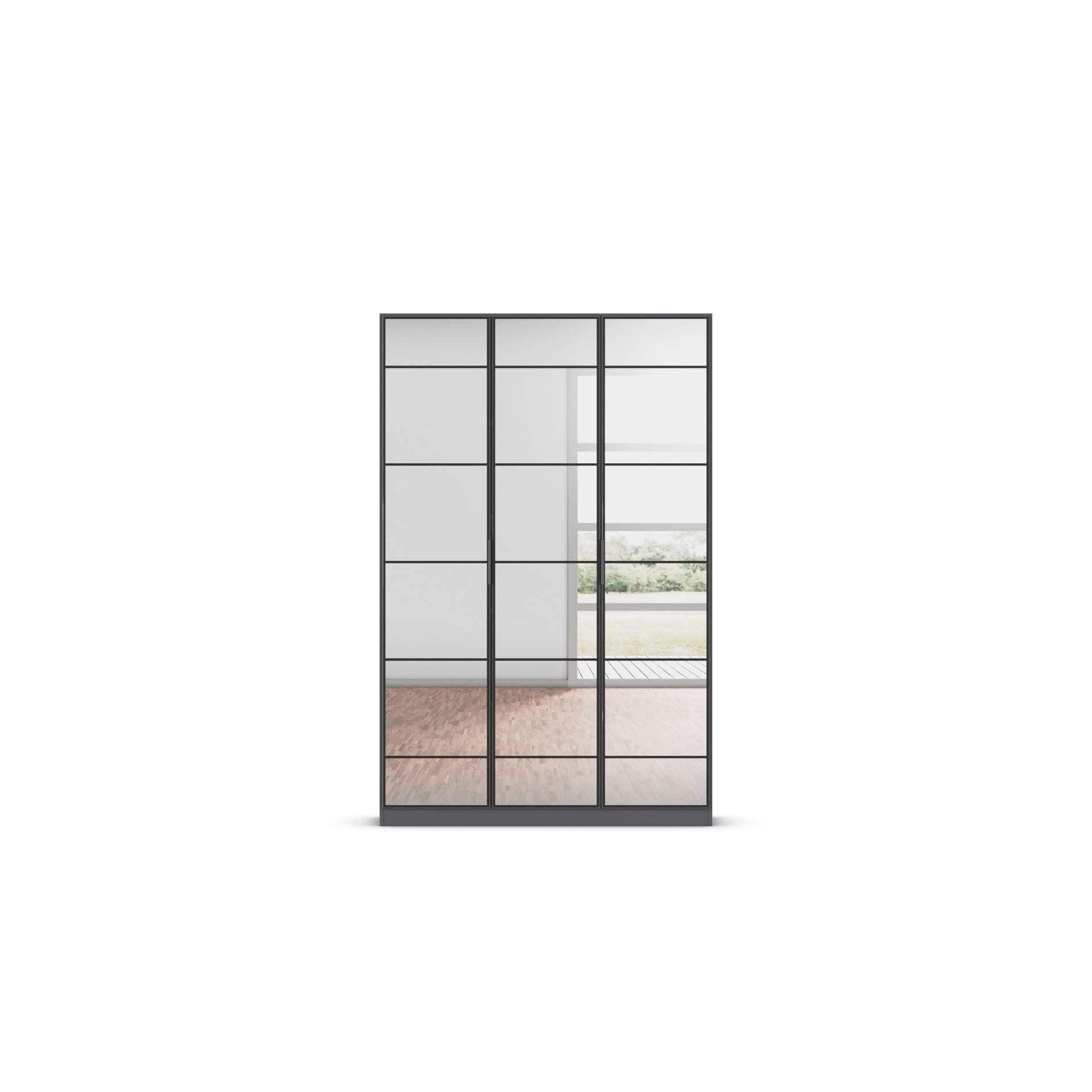 Oakwood Rauch Acero Metallic Grey Full Mirror Hinged Door Wardrobe
