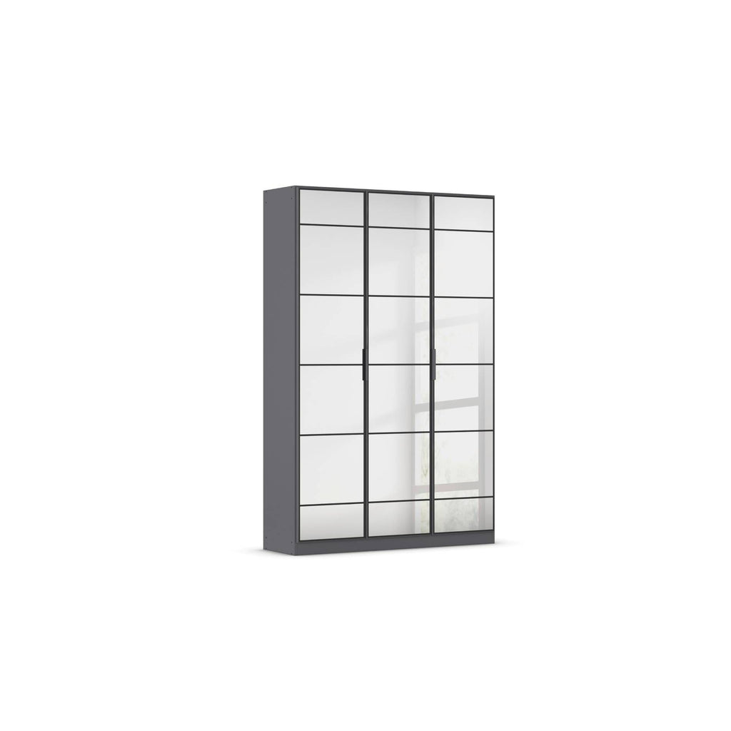 Oakwood Rauch Acero Metallic Grey Full Mirror Hinged Door Wardrobe