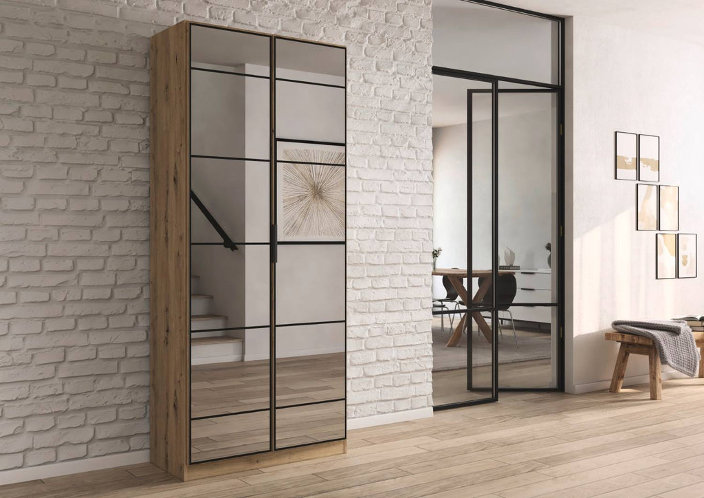 Oakwood Rauch Acero Artisan Oak Full Mirror Hinged Door Wardrobe