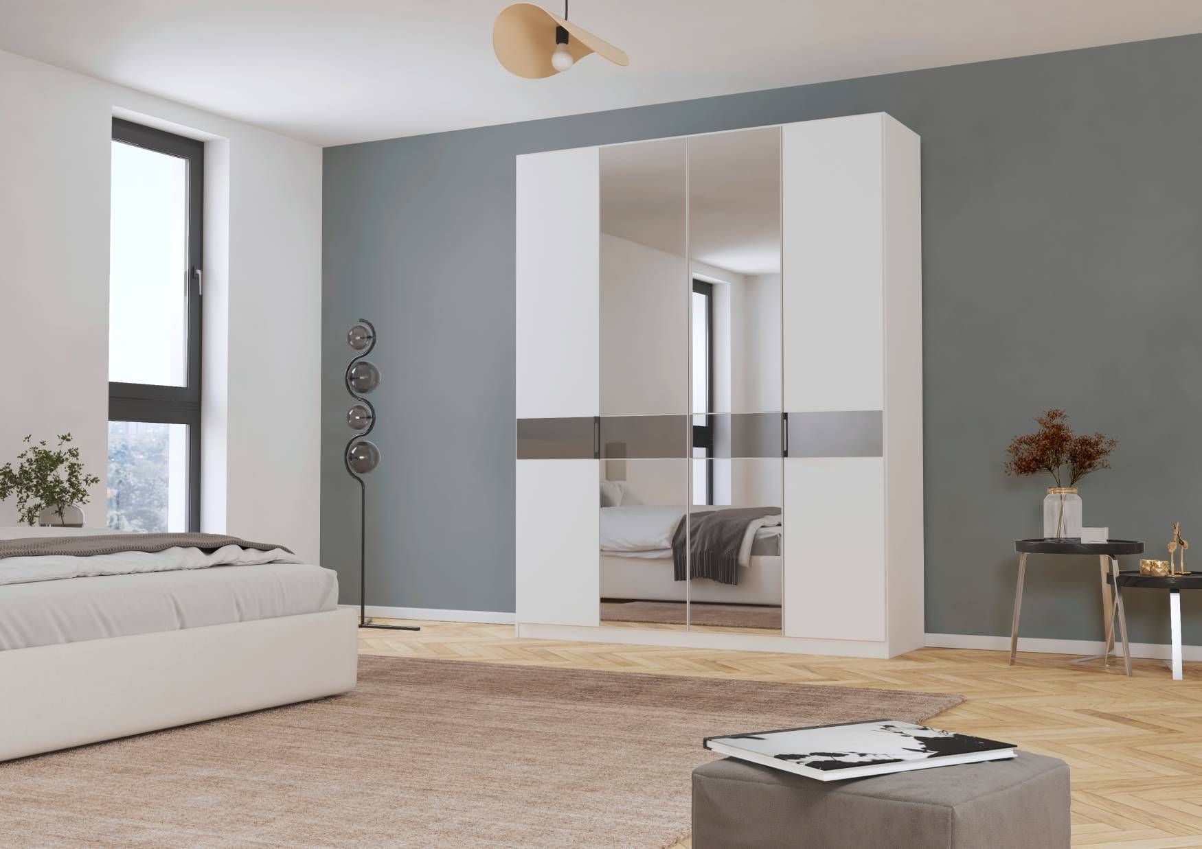 Oakwood Rauch Versity 4 Door Hinged Wardrobe With Mirror