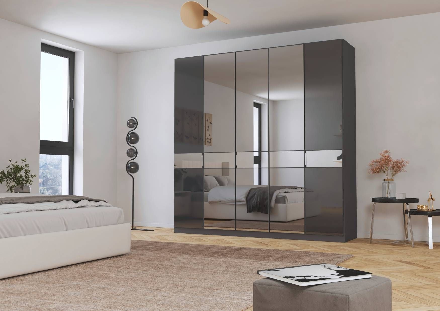 Oakwood Rauch Versity 5 Door Hinged Wardrobe With Mirror