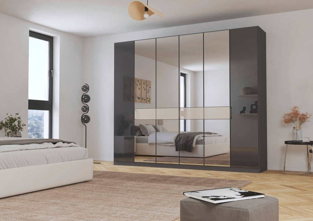 Oakwood Rauch Versity 6 Door Hinged Wardrobe With Mirror