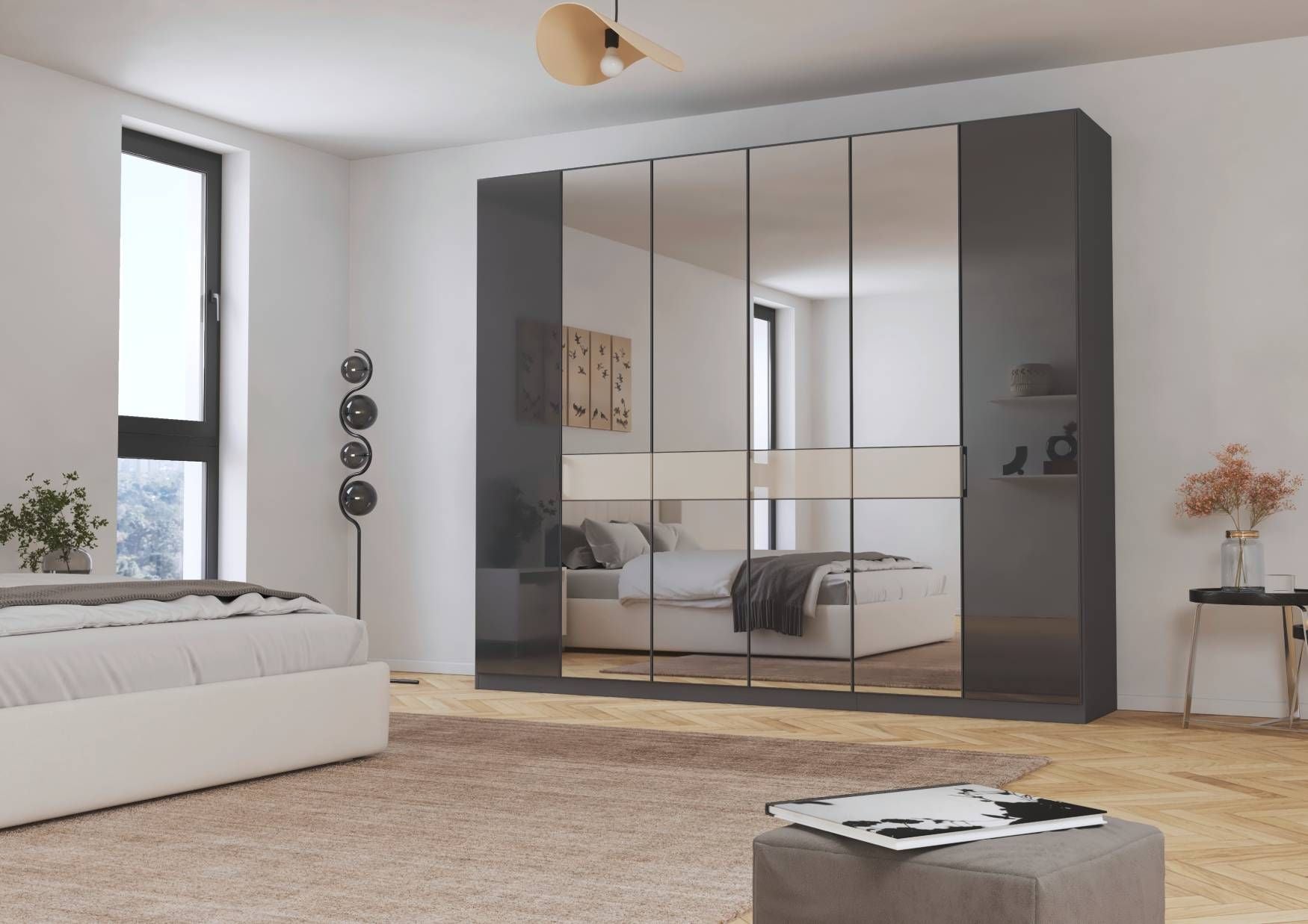 Oakwood Rauch Versity 6 Door Hinged Wardrobe With Mirror